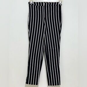 Forever 21 Women's Stretchy Black & White Vertical Stripes Pants Size M